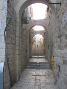 One of the streets (alleyways) in the Jewish Quarter of the Old City.