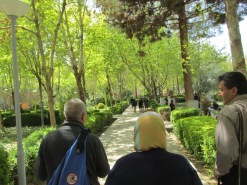 Walking through the gardens toward the royal reception palace.
